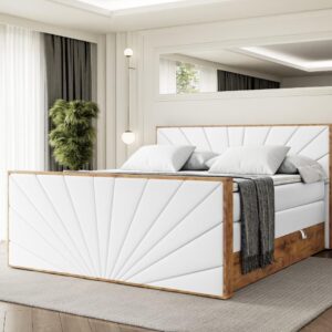 wohnli-moebel-suche-800001709062-1 BOXSPRINGBETT mit Matratze H3|H4 und Lattenrost - LOLLI6-Z KING-120x200 - Weiß Kunstleder Holzwerkstoff ALTDECOR Möbel > Betten > Boxspringbetten Weiß