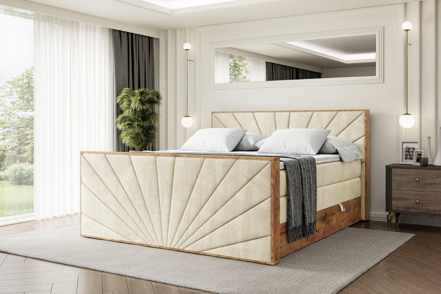BOXSPRINGBETT mit Matratze H3|H4 und Lattenrost - LOLLI6-Z KING-160x200 - Beige Monolith Holzwerkstoff ALTDECOR Möbel > Betten > Boxspringbetten Beige
