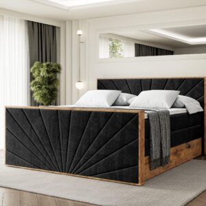 wohnli-moebel-suche-800001709082-1 BOXSPRINGBETT mit Matratze H3|H4 und Lattenrost - LOLLI6-Z KING-160x200 - Schwarz Casablanca Holzwerkstoff ALTDECOR Möbel > Betten > Boxspringbetten Schwarz