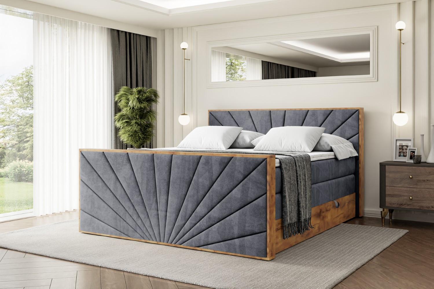 BOXSPRINGBETT mit Matratze H3|H4 und Lattenrost - LOLLI6-Z KING-160x200 - Dunkelgrau Casablanca Holzwerkstoff ALTDECOR Möbel > Betten > Boxspringbetten Grau