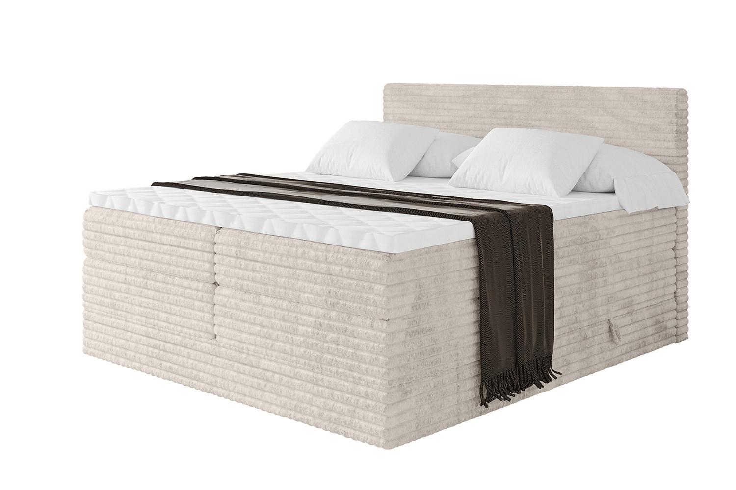 Wohnli Möbelsuche - BOXSPRINGBETT mit Matratze H3|H4 und Lattenrost - TOLO KING-v1 180x200 Cord - Creme