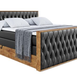 wohnli-moebel-suche-800001709159 Wohnli Möbelsuche - BOXSPRINGBETT mit Matratze H3|H4 und Lattenrost - LOLLI5-Z KING-120x200 - Schwarz Kunstleder