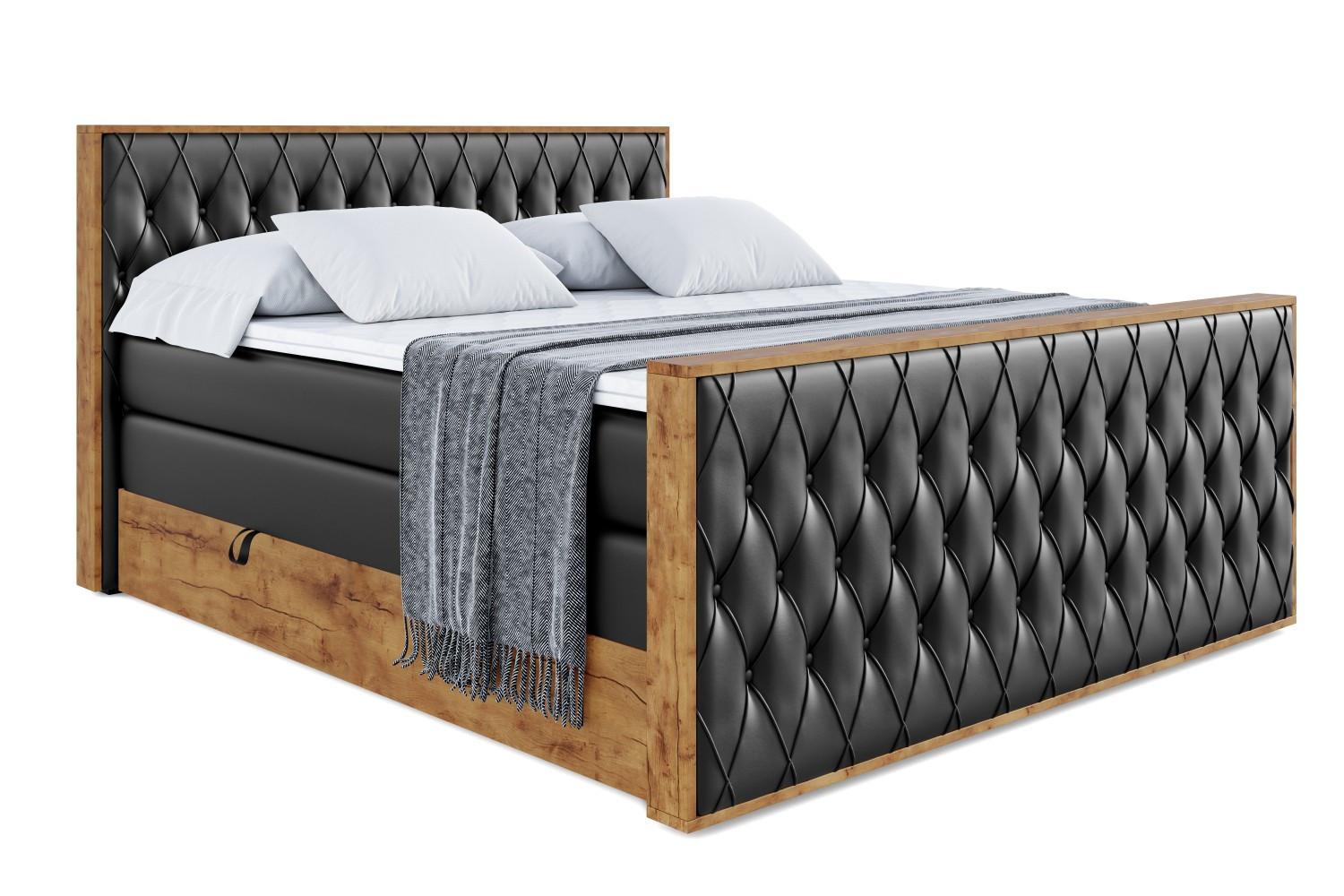 wohnli-moebel-suche-800001709159 Wohnli Möbelsuche - BOXSPRINGBETT mit Matratze H3|H4 und Lattenrost - LOLLI5-Z KING-120x200 - Schwarz Kunstleder