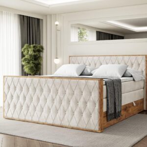 wohnli-moebel-suche-800001709164-1 BOXSPRINGBETT mit Matratze H3|H4 und Lattenrost - LOLLI5-Z KING-140x200 - Beige Casablanca Holzwerkstoff ALTDECOR Möbel > Betten > Boxspringbetten Beige