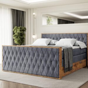 wohnli-moebel-suche-800001709166-1 BOXSPRINGBETT mit Matratze H3|H4 und Lattenrost - LOLLI5-Z KING-120x200 - Dunkelgrau Casablanca Holzwerkstoff ALTDECOR Möbel > Betten > Boxspringbetten Grau