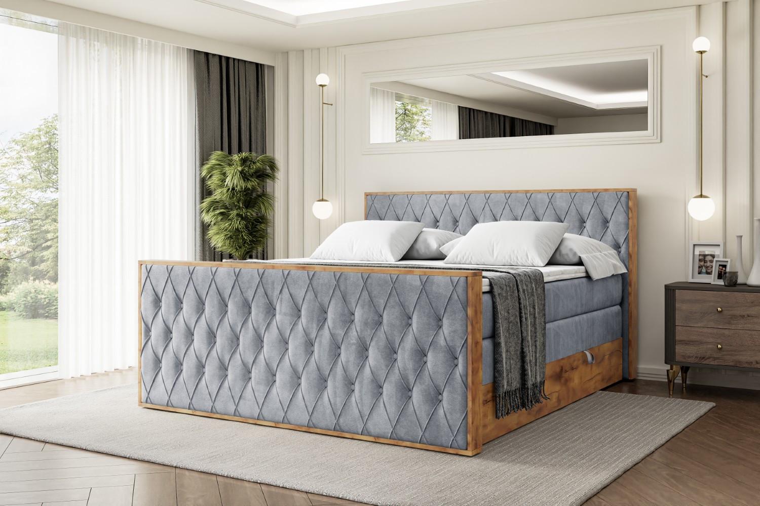 BOXSPRINGBETT mit Matratze H3|H4 und Lattenrost - LOLLI5-Z KING-200x200 - Grau Casablanca Holzwerkstoff ALTDECOR Möbel > Betten > Boxspringbetten Grau