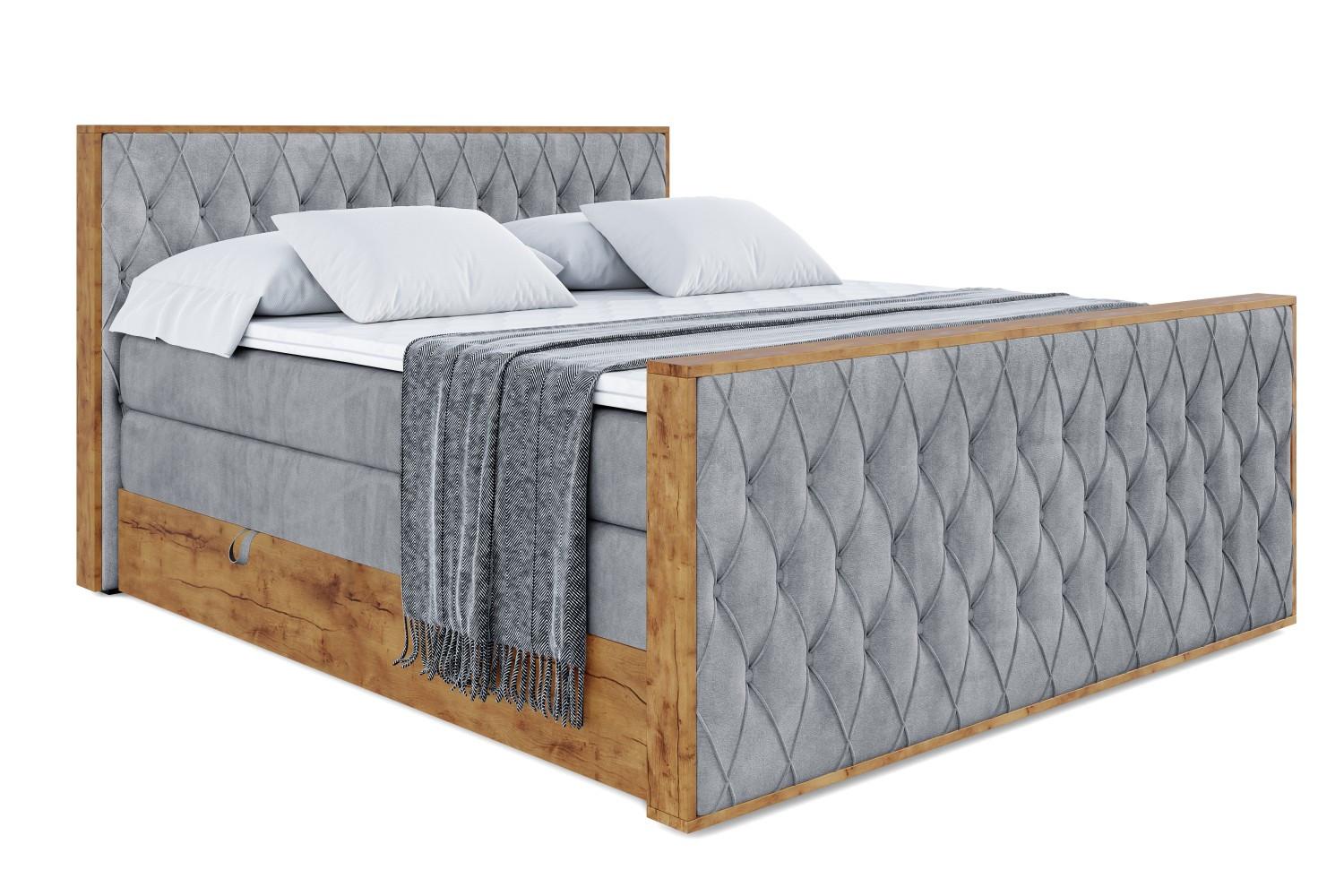 Wohnli Möbelsuche - BOXSPRINGBETT mit Matratze H3|H4 und Lattenrost - LOLLI5-Z KING-200x200 - Grau Casablanca