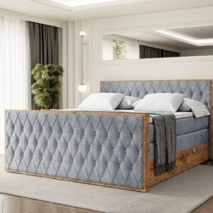 wohnli-moebel-suche-800001709178-1 BOXSPRINGBETT mit Matratze H3|H4 und Lattenrost - LOLLI5-Z KING-160x200 - Grau Casablanca Holzwerkstoff ALTDECOR Möbel > Betten > Boxspringbetten Grau