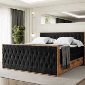 BOXSPRINGBETT mit Matratze H3|H4 und Lattenrost - LOLLI5-Z KING-160x200 - Schwarz Casablanca Holzwerkstoff ALTDECOR Möbel > Betten > Boxspringbetten Schwarz