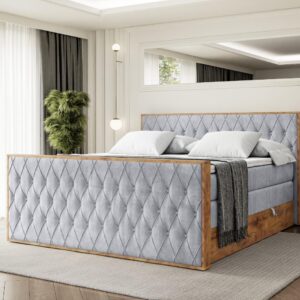 wohnli-moebel-suche-800001709191-1 BOXSPRINGBETT mit Matratze H3|H4 und Lattenrost - LOLLI5-Z KING-120x200 - Grau Monolith Holzwerkstoff ALTDECOR Möbel > Betten > Boxspringbetten Grau