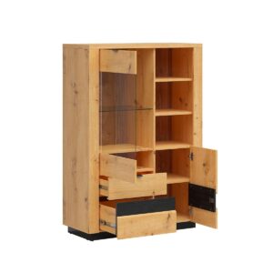 wohnli-moebel-suche-800001709255-1 GESCHIRRSCHRANK Glenn Holz und Schwarz Holzwerkstoff Petits-meubles Möbel > Schränke > Vitrinen Schwarz