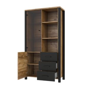 wohnli-moebel-suche-800001709257-1 GESCHIRRSCHRANK Lyam Holz und Schwarz Holzwerkstoff Petits-meubles Möbel > Schränke > Vitrinen Schwarz