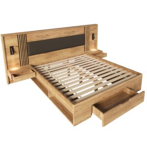 Wohnli Möbelsuche - BETT in Naturfarbe mit PU-Kopfteil