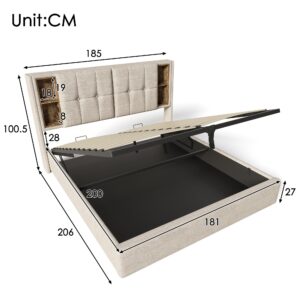 wohnli-moebel-suche-800001709959-1 POLSTERBETT 140x200 Leinen Natur mit kabellosem Laden und Stauraum Textil Urban Meuble Möbel > Betten > Polsterbetten Braun
