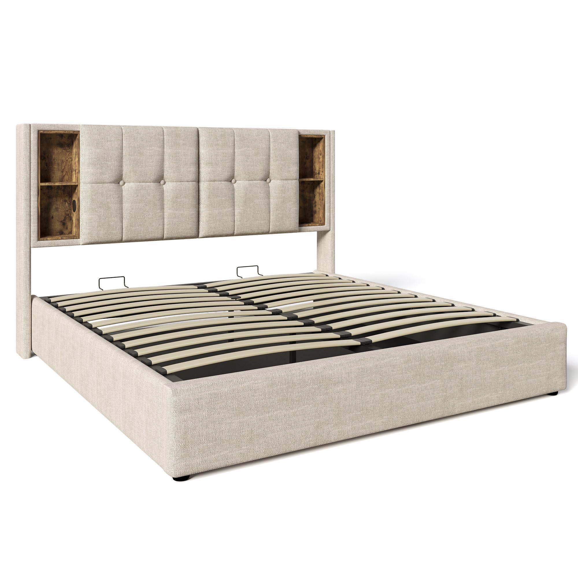 wohnli-moebel-suche-800001709959 Wohnli Möbelsuche - POLSTERBETT 140x200 Leinen Natur mit kabellosem Laden und Stauraum
