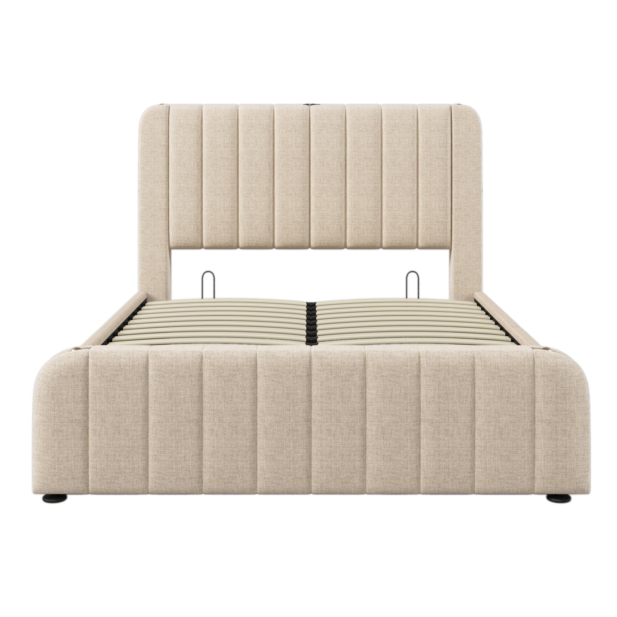wohnli-moebel-suche-800001709960 Wohnli Möbelsuche - POLSTERBETT 140x190 Leinen Beige mit Gold-Dekor