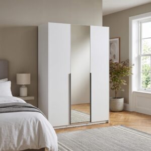 wohnli-moebel-suche-800001710496-1 DREHTÜRENSCHRANK THALIA 148/204/58cm 3-türig mit Spiegel Weiß Holzwerkstoff MASSENO Möbel > Schränke > Kleiderschränke > Drehtürenschränke Weiß
