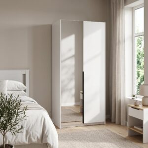 DREHTÜRENSCHRANK THALIA 100/204/58cm 2-türig mit Spiegel Weiß Holzwerkstoff MASSENO Möbel > Schränke > Kleiderschränke > Drehtürenschränke Weiß