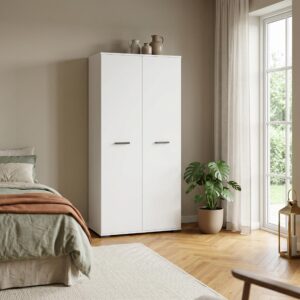 wohnli-moebel-suche-800001710523-1 DREHTÜRENSCHRANK ALBANO 90/186/56cm 2-türig Weiß Holzwerkstoff MASSENO Möbel > Schränke > Kleiderschränke > Drehtürenschränke Weiß