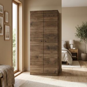 wohnli-moebel-suche-800001710575-1 DREHTÜRENSCHRANK NESTOS 80/190/56cm 2-türig Braun Holzwerkstoff MASSENO Möbel > Schränke > Kleiderschränke > Drehtürenschränke Braun