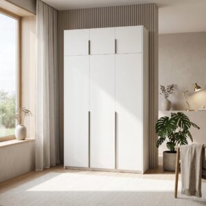 wohnli-moebel-suche-800001710587-1 DREHTÜRENSCHRANK AMARA 148/250/58cm 3-türig Weiß Holzwerkstoff MASSENO Möbel > Schränke > Kleiderschränke > Drehtürenschränke Weiß