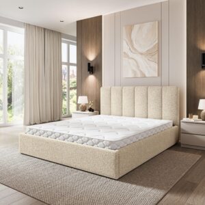 wohnli-moebel-suche-800001710642-1 POLSTERBETT NEMIS 200x200 cm mit Bettkästen - Creme Holz MASSENO Möbel > Betten > Polsterbetten Weiß
