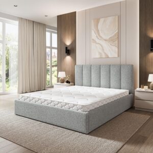 wohnli-moebel-suche-800001710650-1 POLSTERBETT NEMIS 140x200 cm mit Bettkästen - Hellgrau Holz MASSENO Möbel > Betten > Polsterbetten Grau