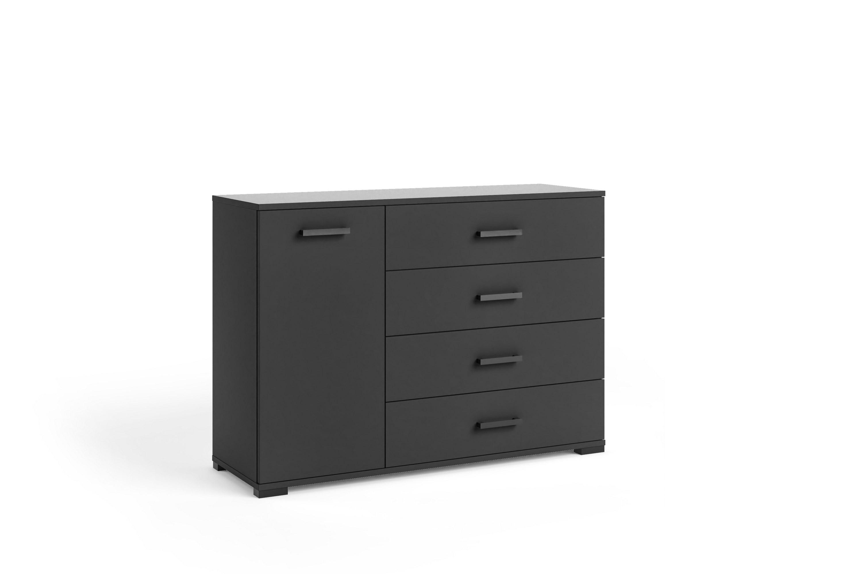 wohnli-moebel-suche-800001710665 Wohnli Möbelsuche - KOMMODE ALBANO 120/83/40cm mit 4 Schubladen 1 Türen Schwarz