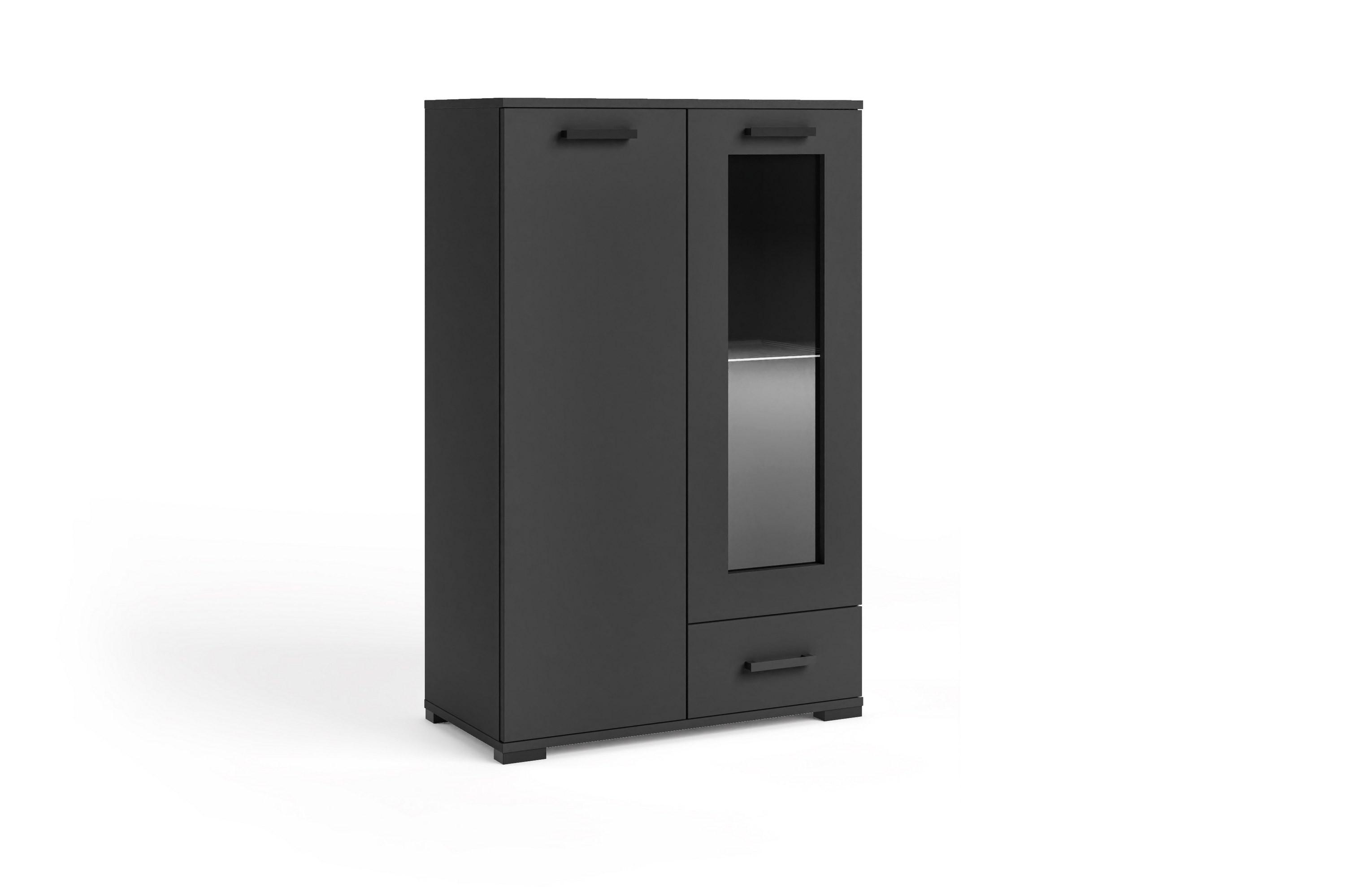 wohnli-moebel-suche-800001710687 Wohnli Möbelsuche - KOMMODE ALBANO 80/125/40cm mit 1 Schubladen 2 Türen Schwarz