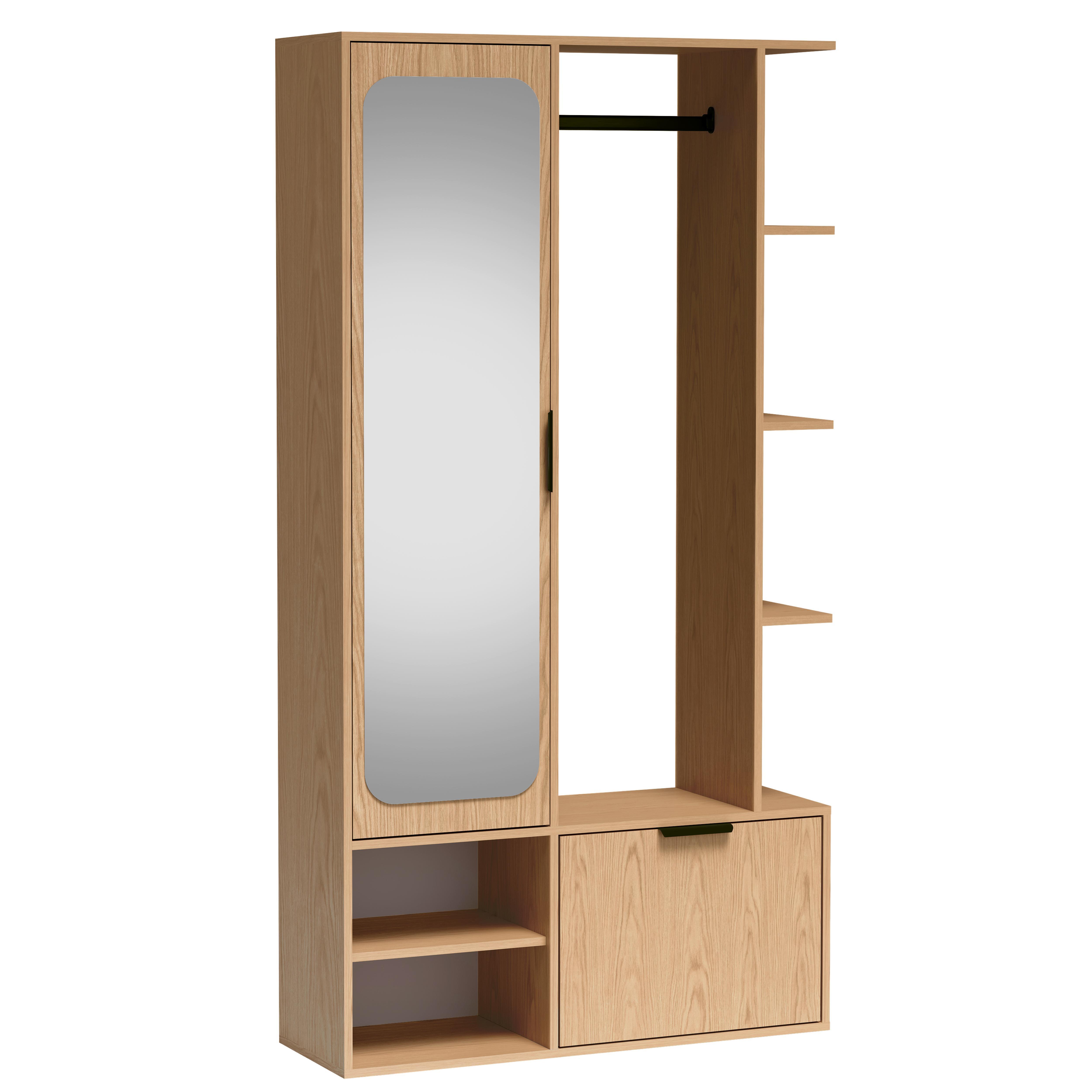 wohnli-moebel-suche-800001717465 Wohnli Möbelsuche - GARDEROBENSCHRANK Nemrut Braun 100/189/33 cm – Modern