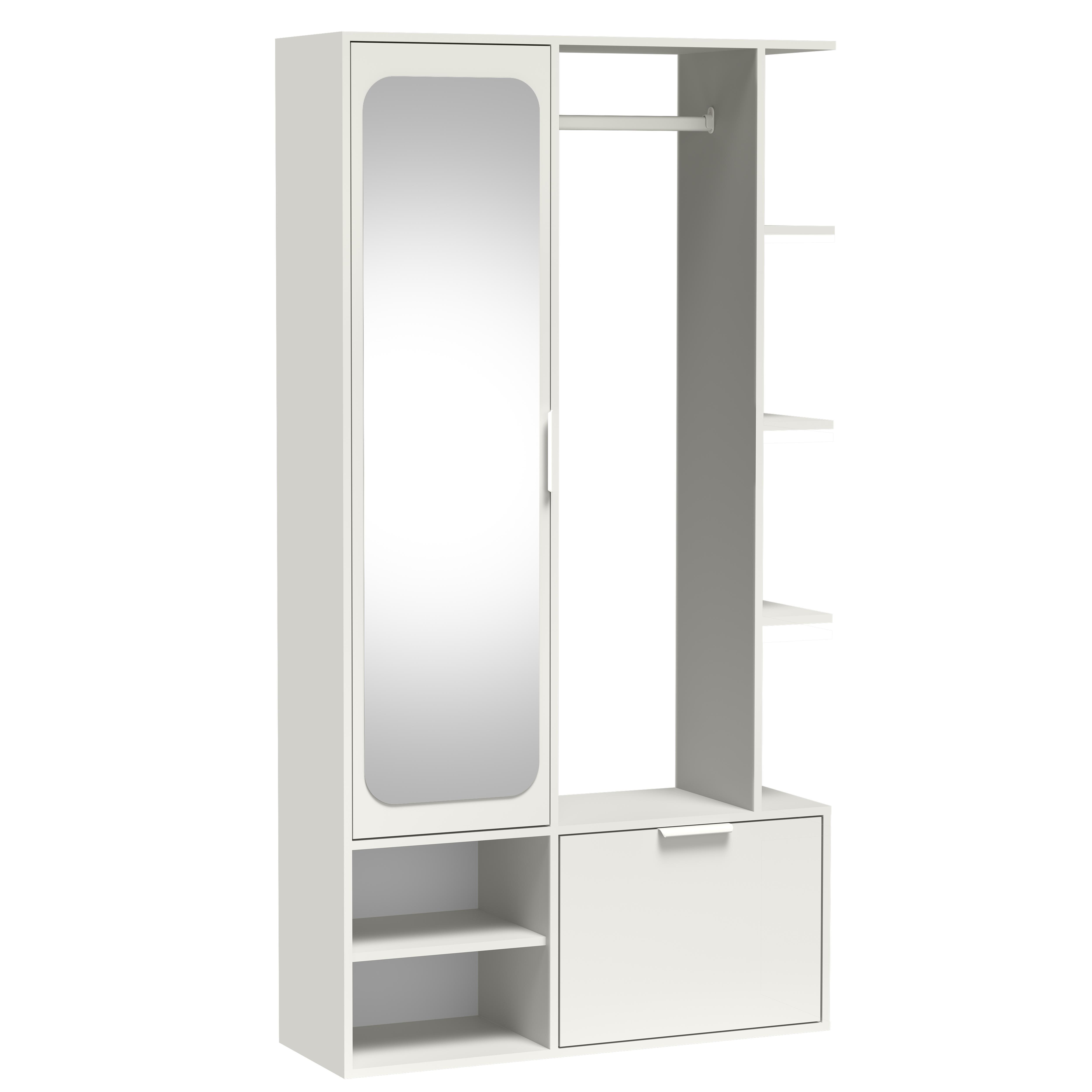 wohnli-moebel-suche-800001717466 Wohnli Möbelsuche - GARDEROBENSCHRANK Nemrut Weiß 100/189/33 cm – Modern