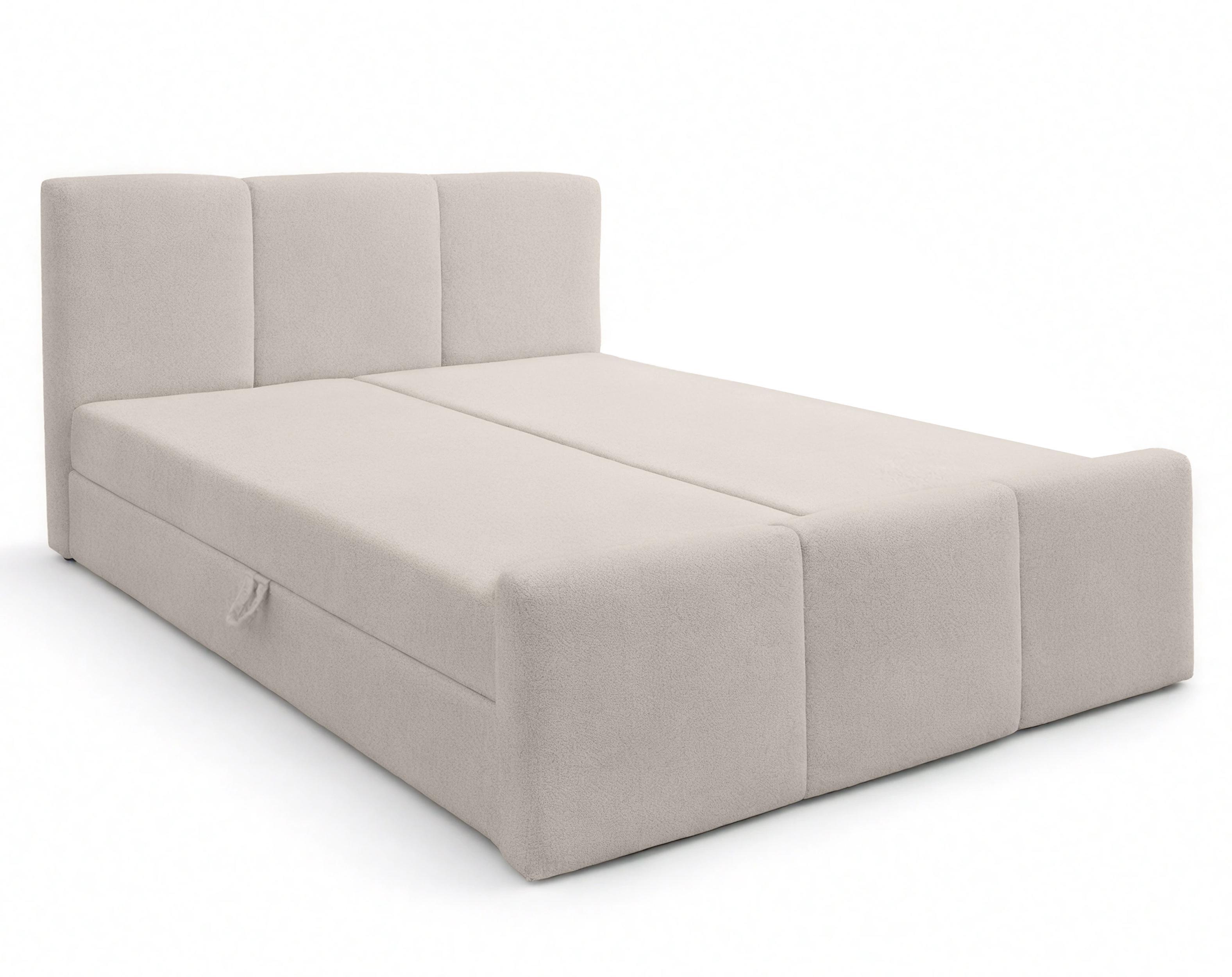 Wohnli Möbelsuche - BOXBETT ANKARRA 160x200 cm mit Bettkasten und Matratze - Beige + TOPPER