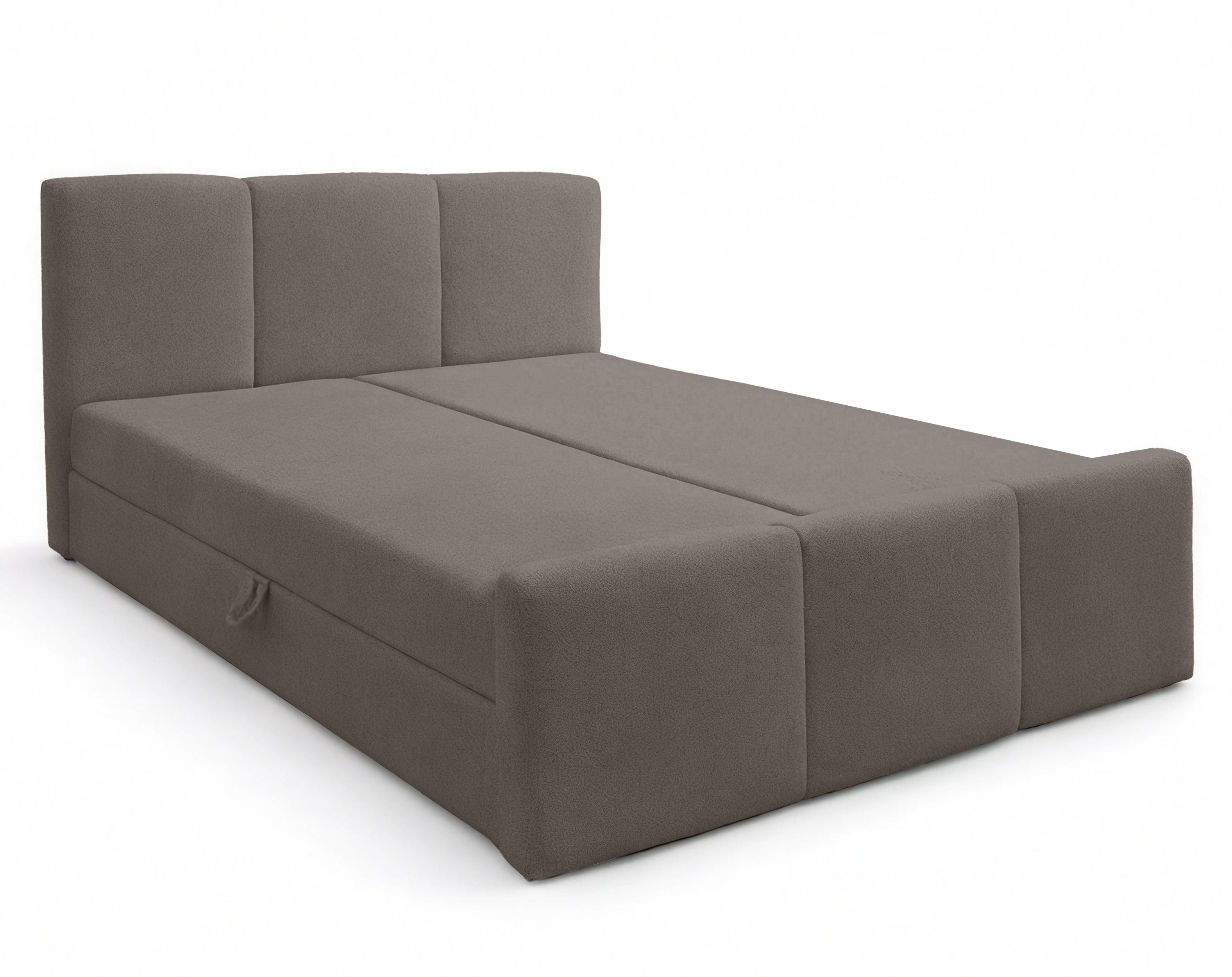 Wohnli Möbelsuche - BOXBETT ANKARRA 160x200 cm mit Bettkasten und Matratze - Braun + TOPPER