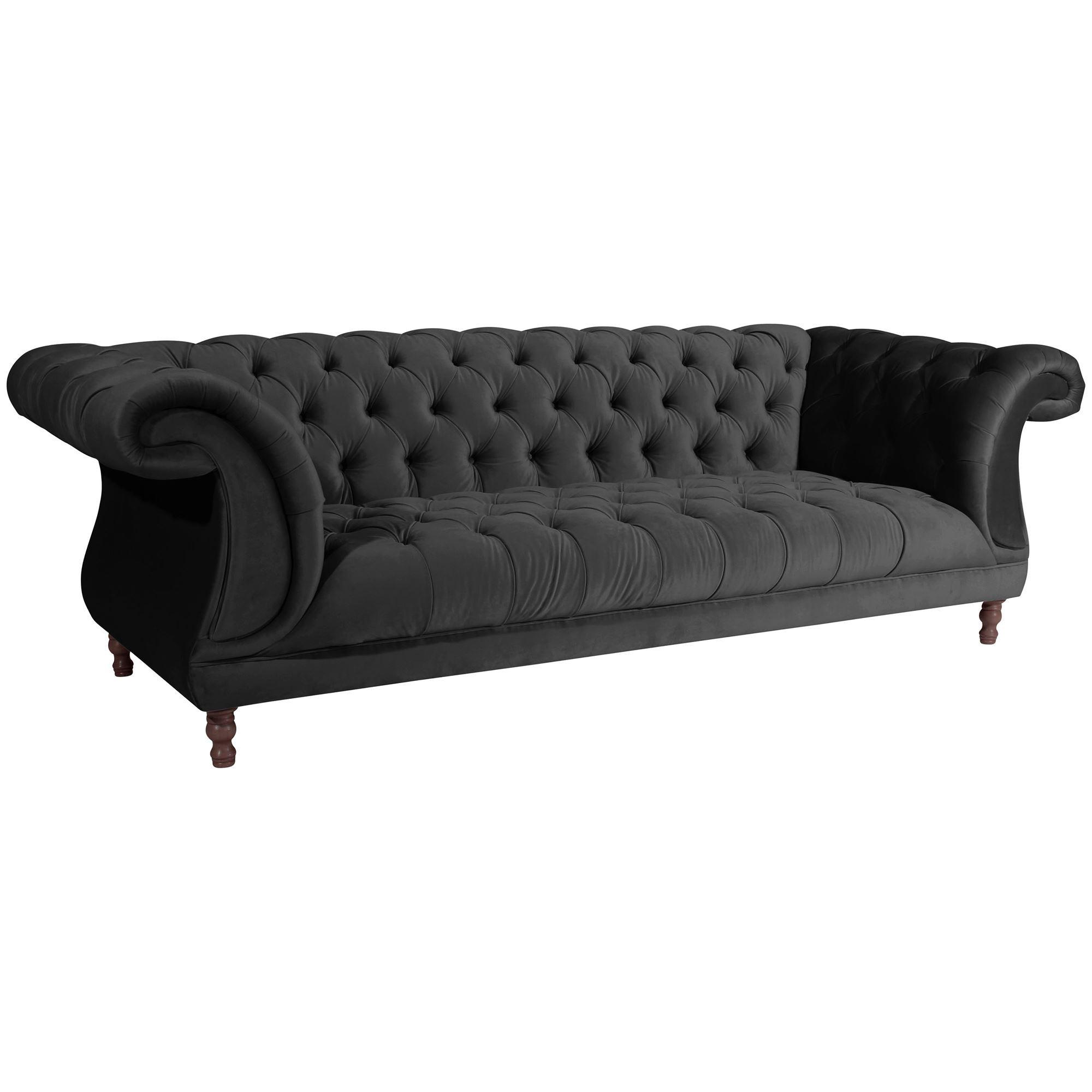 wohnli-moebel-suche-800001719201 Wohnli Möbelsuche - CHESTERFIELD Sofa 3-Sitzer Kaylin Samtvelours schwarz