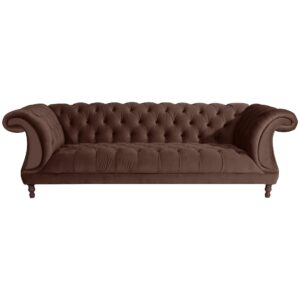 CHESTERFIELD Sofa 3-Sitzer Kaylin Samtvelours braun Kunststoff 58aufmkessel Möbel > Sofas & Couches > Sofas Braun