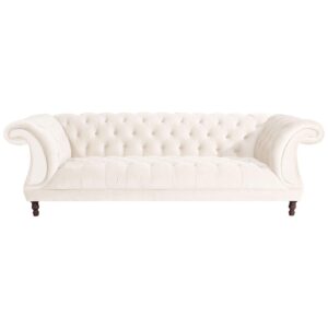 CHESTERFIELD Sofa 3-Sitzer Kaylin Samtvelours creme Kunststoff 58aufmkessel Möbel > Sofas & Couches > Sofas Weiß