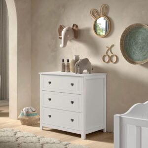 KOMMODE 3 Schubladen Kamila Weiß Holz Soft Close Holz 58aufmkessel Möbel > Kommoden & Schubladenschränke > Kommoden Weiß