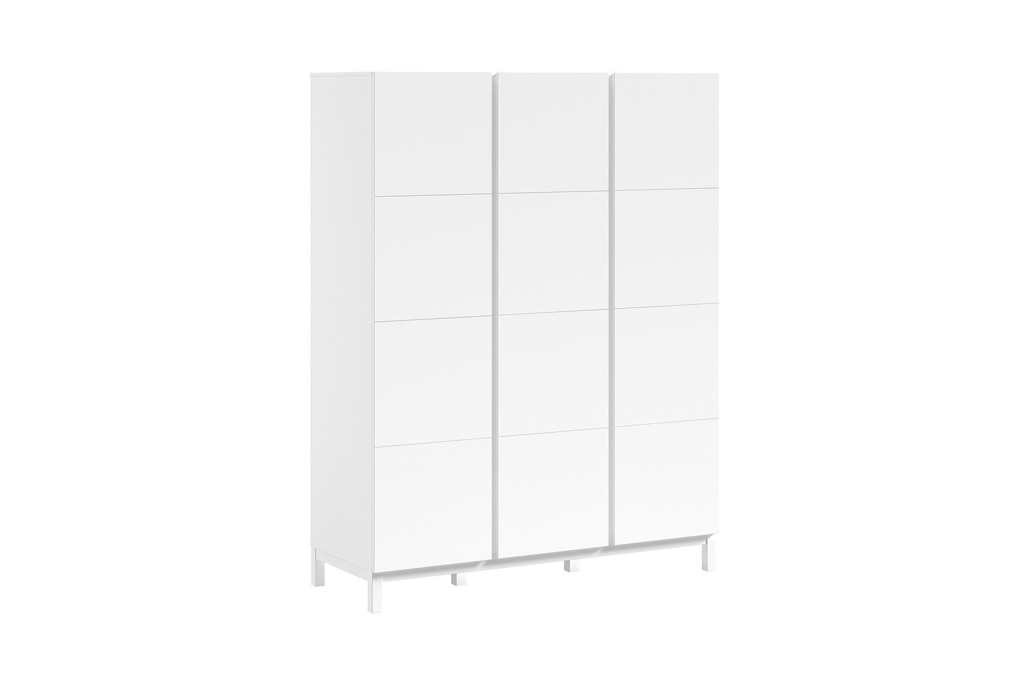 Wohnli Möbelsuche - KLEIDERSCHRANK MDF Kiefer weiß 3 Türen Wäscheinteilung robust stabil