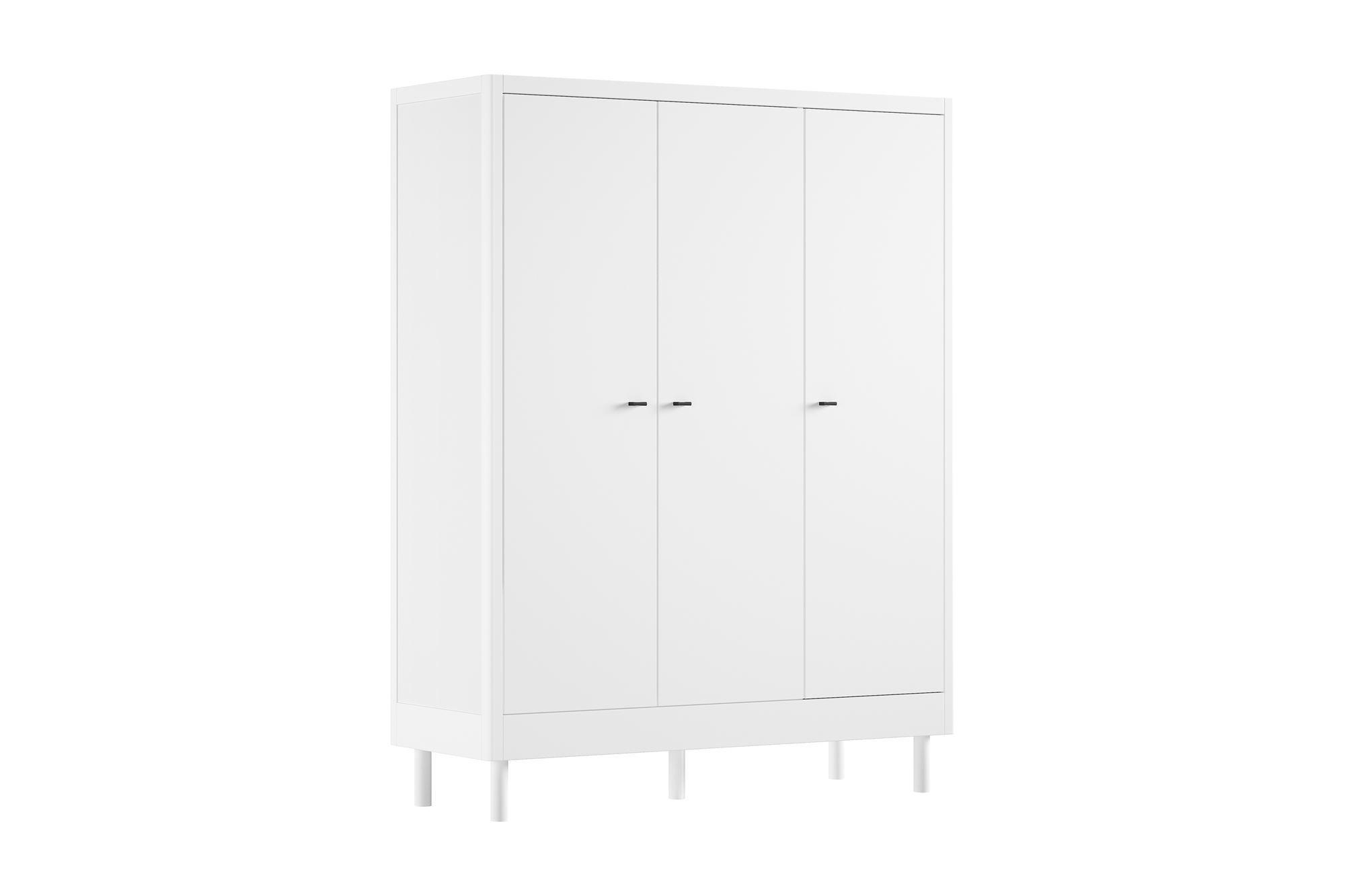Wohnli Möbelsuche - KLEIDERSCHRANK Keeley Buche Weiß Holz 3-trg. Stauraum Komfort Stabil