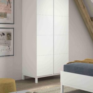 wohnli-moebel-suche-800001719429-1 KLEIDERSCHRANK MDF Kiefer weiß 2 Türen Wäscheinteilung robust stabil Holz 58aufmkessel Möbel > Schränke > Kleiderschränke Weiß
