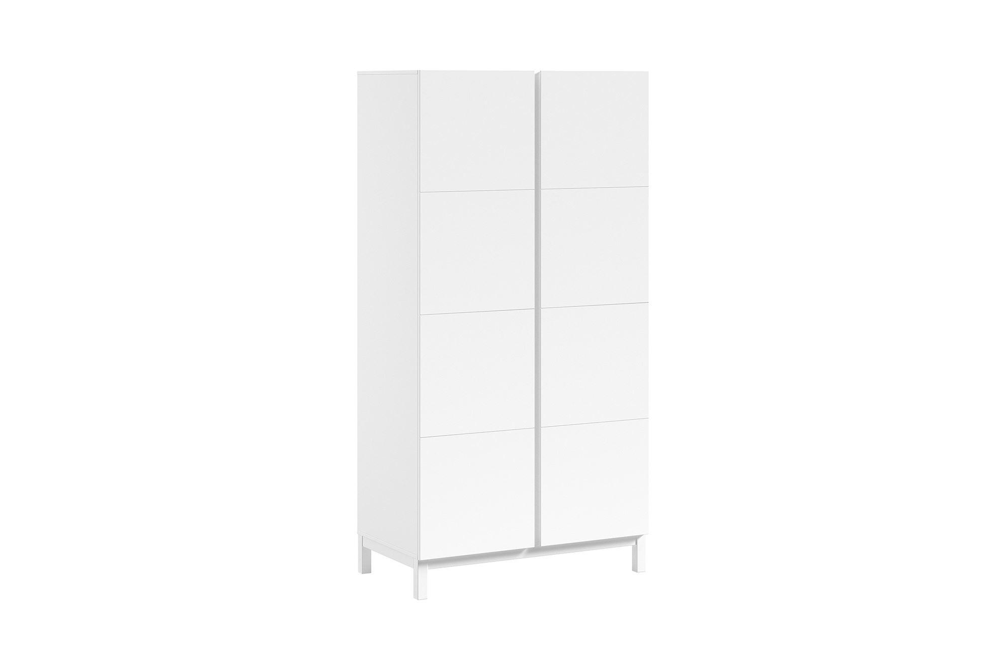 Wohnli Möbelsuche - KLEIDERSCHRANK MDF Kiefer weiß 2 Türen Wäscheinteilung robust stabil