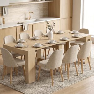 wohnli-moebel-suche-800001721432-1 AUSZIEHBARER-ESSTISCH Spanplatte Stahl Braun Holzwerkstoff HOMCOM Möbel > Tische > Esstische Braun