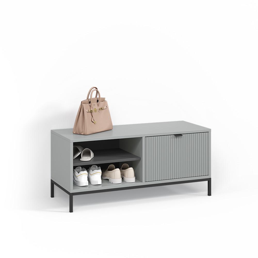 Wohnli Möbelsuche - SCHUHSCHRANK Aterno Grau 100 x 45 cm mit Klapptür
