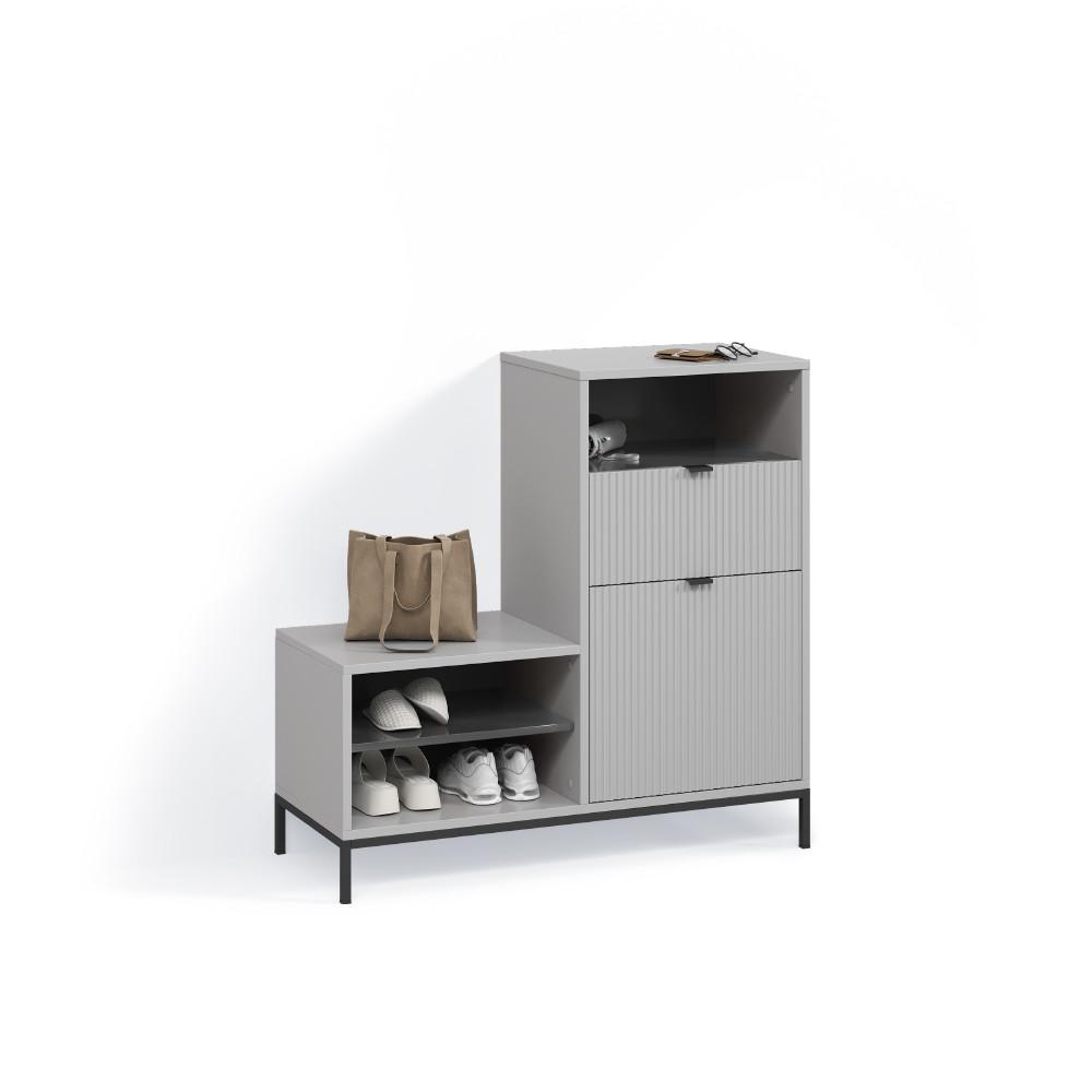 Wohnli Möbelsuche - SCHUHSCHRANK Aterno Grau 100 x 98.5 cm mit Tür und Schublade