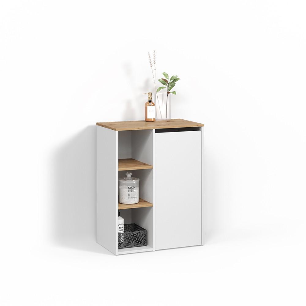 wohnli-moebel-suche-800001721951 Wohnli Möbelsuche - BADSCHRANK Paolina Weiß/Artisan 68 x 88.2 cm mit offenen Regalen und Wäschekorb
