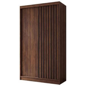 wohnli-moebel-suche-800001725478 Wohnli Möbelsuche - SCHWEBETÜRENSCHRANK Helios II mit Schubladen und Lamellen 120/216/61 Walnuss+Schwarz