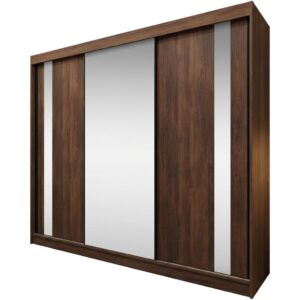 Wohnli Möbelsuche - SCHWEBETÜRENSCHRANK Gaja II mit Schubladen und Spiegel 240/216/61 Walnuss