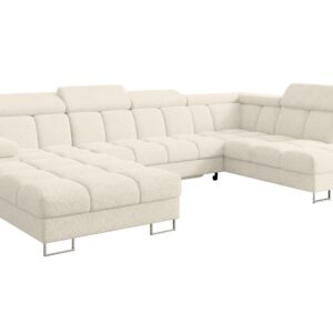 wohnli-moebel-suche-800001727653 Wohnli Möbelsuche - WOHNLANDSCHAFT mit Schlaffunktion und Bettkasten Ottomane RECHTS COMA U 345x203x79 Creme Velours
