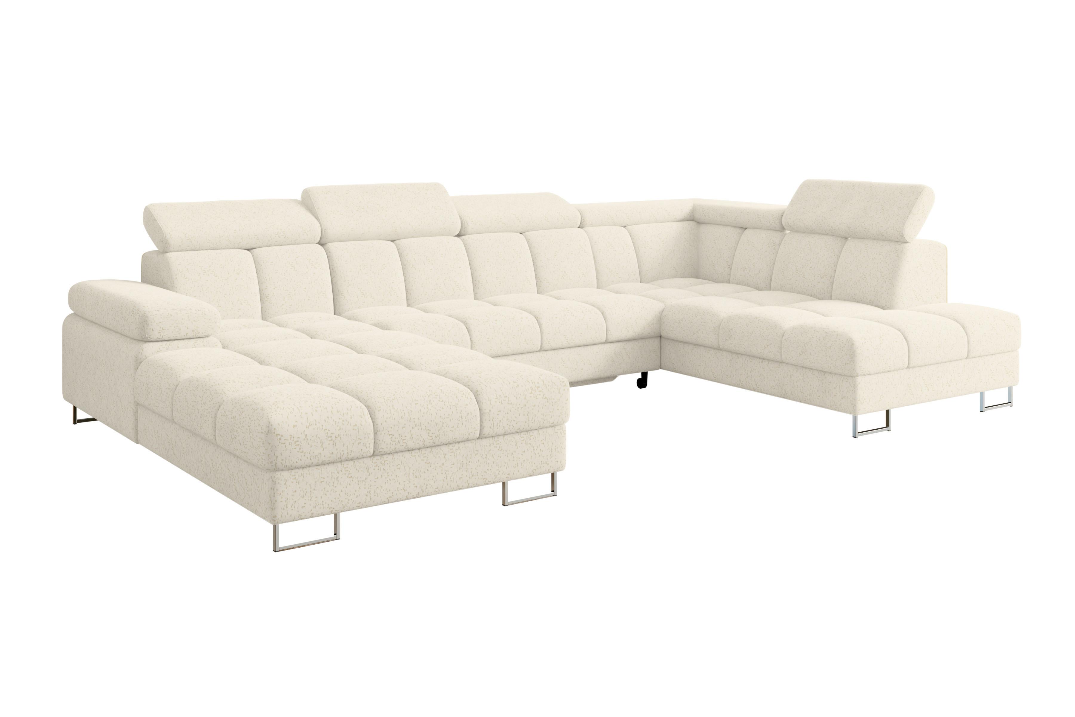 wohnli-moebel-suche-800001727653 Wohnli Möbelsuche - WOHNLANDSCHAFT mit Schlaffunktion und Bettkasten Ottomane RECHTS COMA U 345x203x79 Creme Velours