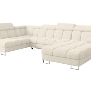 wohnli-moebel-suche-800001727659 Wohnli Möbelsuche - WOHNLANDSCHAFT mit Schlaffunktion und Bettkasten Ottomane Links COMA U 345x203x79 Creme Velours